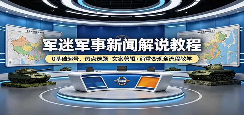 军迷军事新闻解说教程：0基础起号，热点选题+文案剪辑+消重变现全流程教学_摸鱼资源网