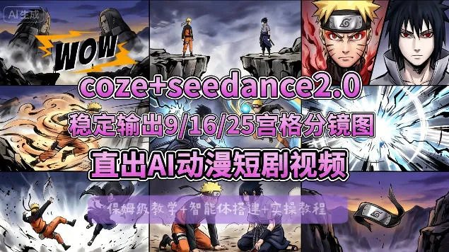 [COZE搭建教学]COZE+即梦Seedance 2.0稳定输出9-16-25宫格分镜图直出AI漫剧视频_摸鱼资源网