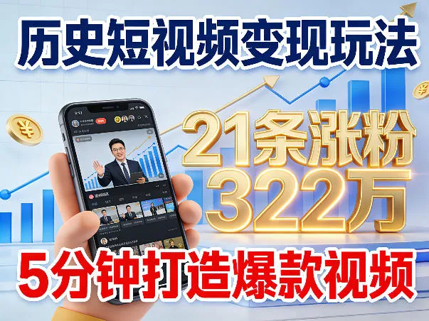 历史短视频变现玩法，不露脸出镜，5分钟打造爆款视频_摸鱼资源网