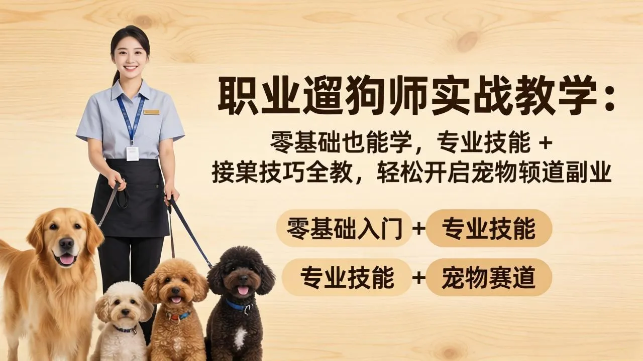 职业遛狗师实战教学：零基础也能学，专业技能 + 接单技巧全教，轻松开启宠物赛道副业_摸鱼资源网