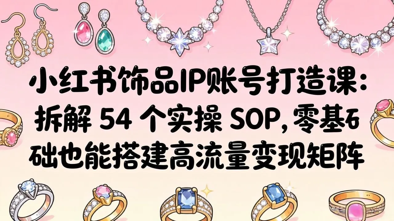 小红书饰品IP账号打造课：拆解 54 个实操 SOP，零基础也能搭建高流量变现矩阵_摸鱼资源网
