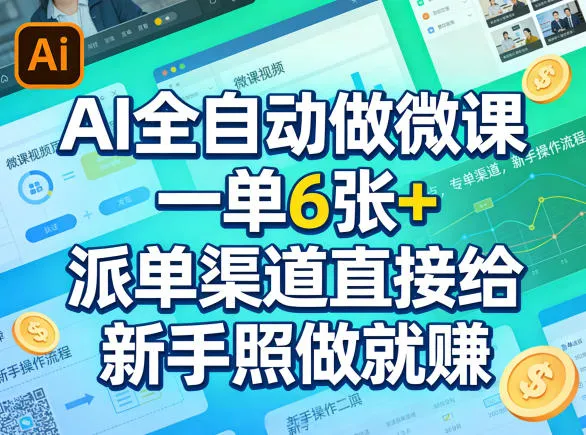 AI全自动做微课，一单6张+，派单渠道直接给，新手照做就賺_摸鱼资源网