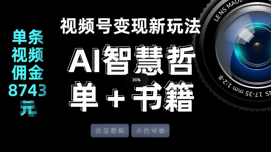 视频号流量密码，变现新玩法-AI智慧哲单＋书单，单条视频佣金8743米_摸鱼资源网
