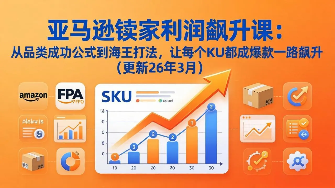 亚马逊卖家利润飙升课：从品类成功公式到海王打法，让每个SKU都成爆款一路飙升(更新26年3月_摸鱼资源网