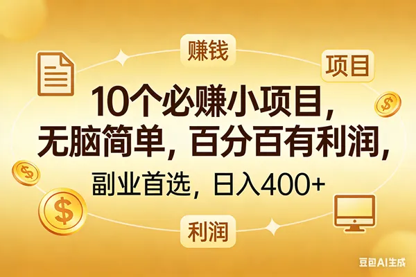 （17812期）10个必赚的小项目，百分百有利润，无脑简单，副业首选，日入400+_摸鱼资源网