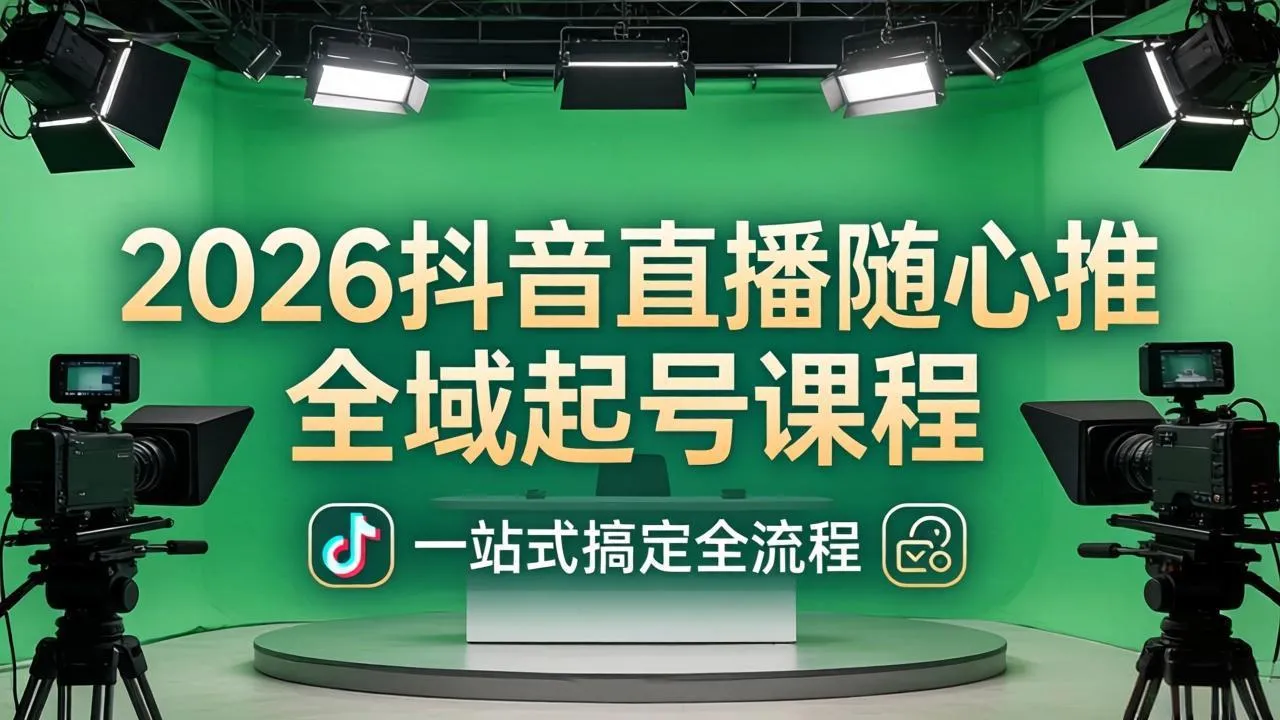 2026抖音直播随心推全域起号课程：一站式搞定直播起号、稳号、放量全流程(更新4月_摸鱼资源网