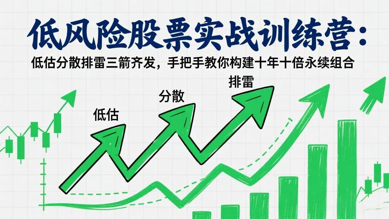 （17487期）低风险股票实战训练营：低估分散排雷三箭齐发，手把手教你构建十年十倍永续组合_摸鱼资源网