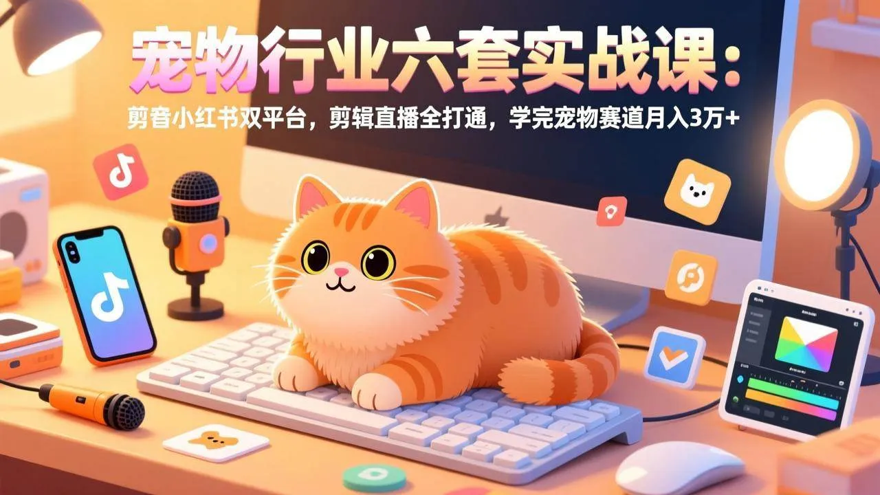 (17411期)宠物行业六套实战课:抖音小红书双平台,剪辑直播全打通,学完宠物赛道月入3万+-摸鱼资源网 (17411期)宠物行业六套实战课:抖音小红书双平台,剪辑直播全打通,学完宠物赛道月入3万+-摸鱼资源网