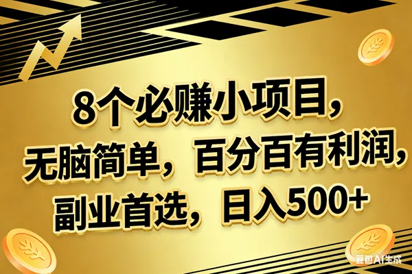 （17793期）10个必赚的小项目，百分百有利润，无脑简单，副业首选，日入300+_摸鱼资源网