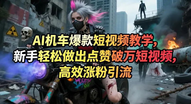 AI机车爆款短视频教学，新手轻松做出点赞破万短视频，高效涨粉引流_摸鱼资源网