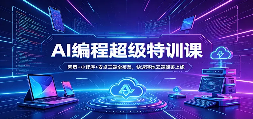 AI编程超级特训课：网页+小程序+安卓三端全覆盖，快速落地云端部署上线_摸鱼资源网