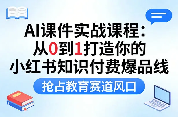 AI课件实战课程，从0到1打造你的小红书知识付费爆品线，抢占教育赛道风口_摸鱼资源网