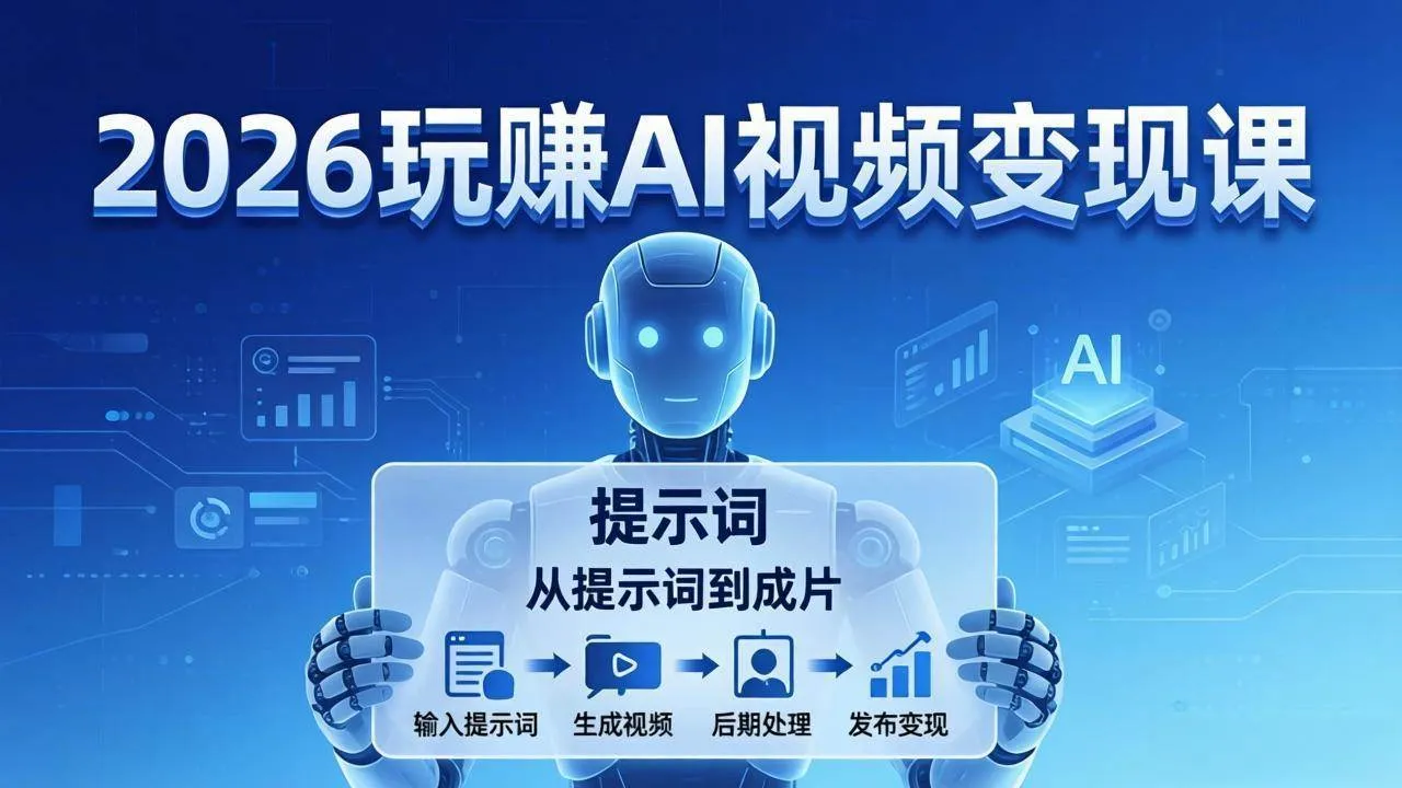 （17827期）2026玩赚AI视频变现课：掌握 AI 视频全流程技能，从提示词到成片高效产出_摸鱼资源网