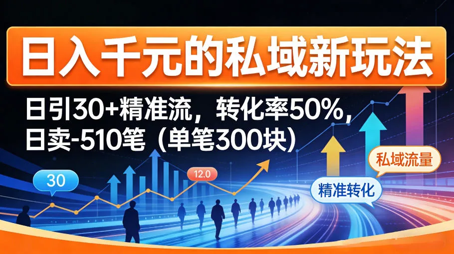 日入千米的私域新玩法：日引30＋精准流，转化率50%，日卖5-10笔（单笔300米）_摸鱼资源网