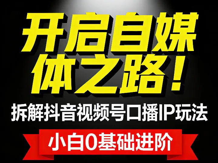 开启自媒体之路！拆解抖音视频号口播IP玩法，小白0基础进阶_摸鱼资源网