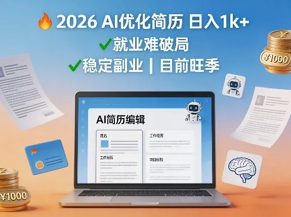 2026用AI优化简历日入1k+就业难，目前旺季，稳定副业_摸鱼资源网