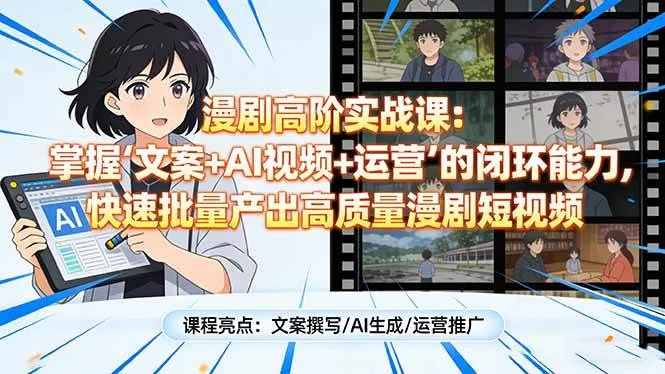 （17461期）漫剧高阶实战课：掌握“文案+AI视频+运营”的闭环能力，快速批量产出高质量漫剧短视频_摸鱼资源网