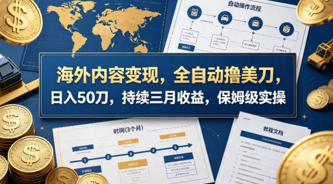 海外内容变现，全自动撸美刀，日入50刀，持续三月收益，保姆级实操【揭秘】_摸鱼资源网