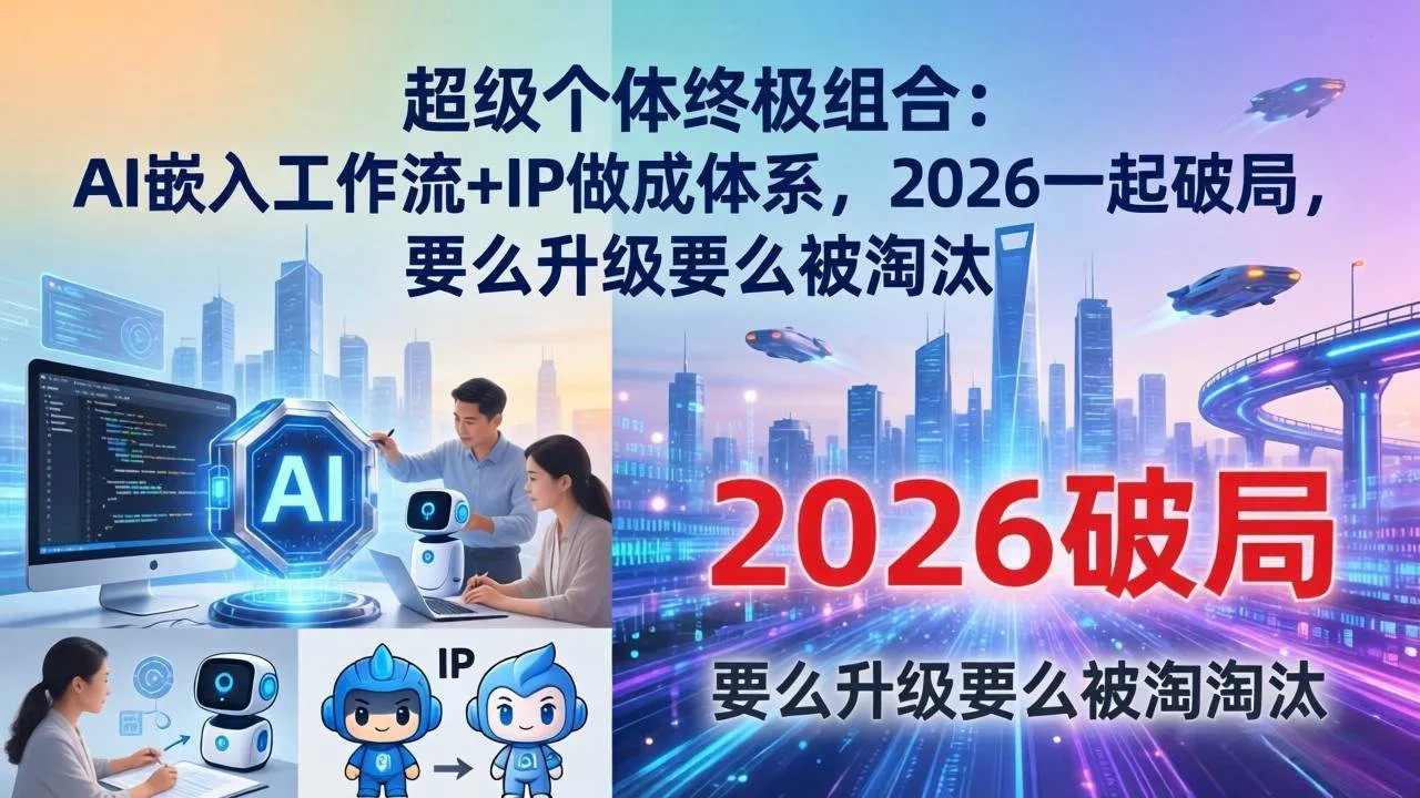 （17789期）超级个体终极组合：AI嵌入工作流+IP做成体系，2026一起破局，要么升级要么被淘汰_摸鱼资源网