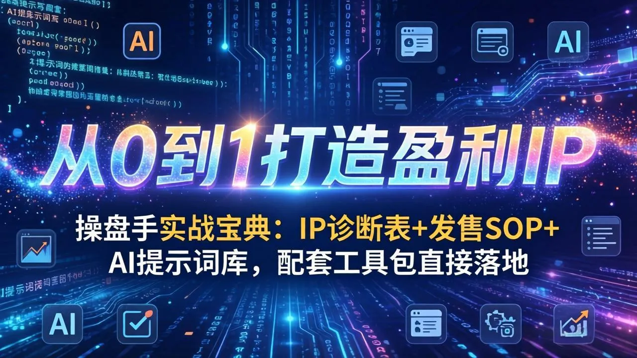 操盘手实战宝典：IP诊断表+发售SOP+AI提示词库，配套工具包直接落地，从0到1打造盈利IP_摸鱼资源网