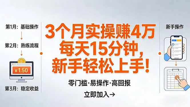 （17748期）我3 个月实操赚了 4 万 ，每天操作15分钟，新手也能轻松上手！_摸鱼资源网