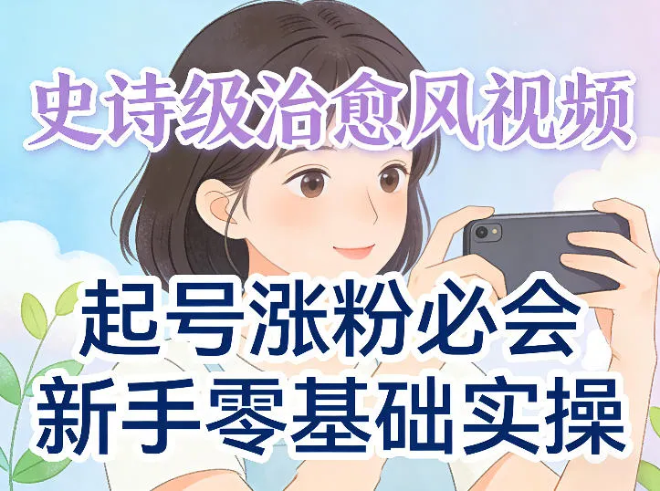 史诗级治愈风视频爆了，起号涨粉必会，新手零基础实操（实操+变现全讲解）_摸鱼资源网