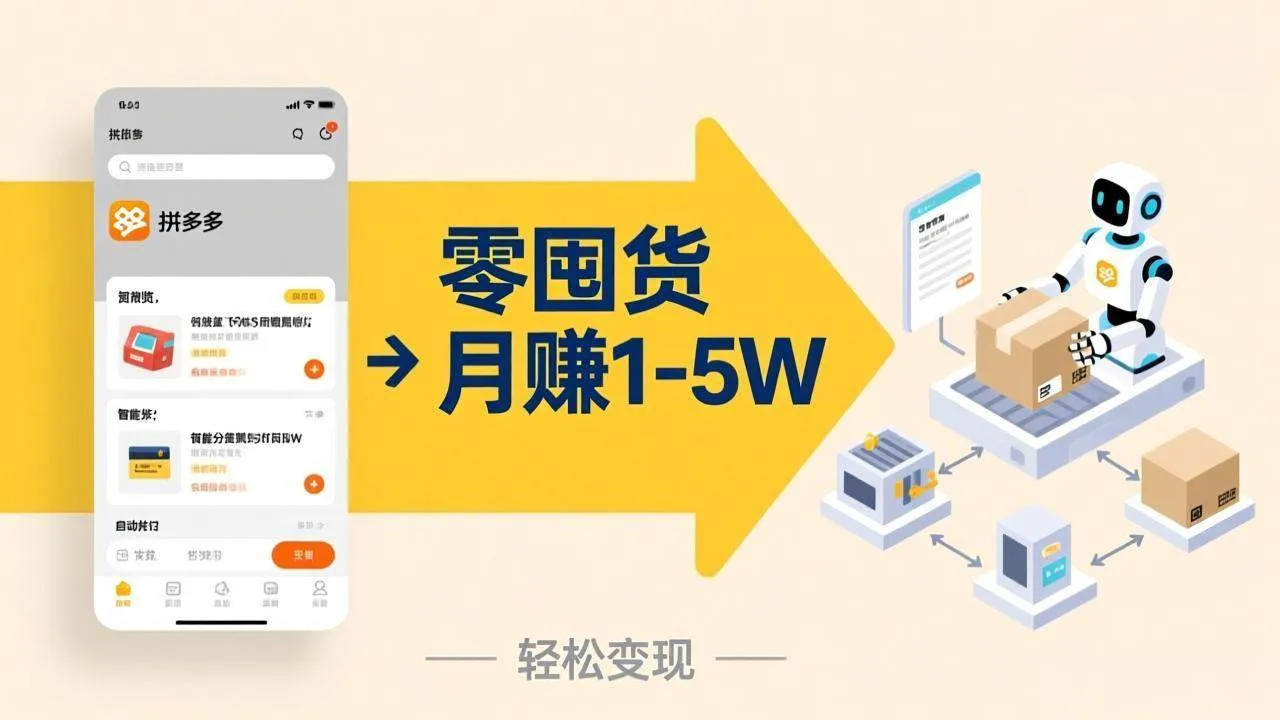（17490期）不用囤货不用跑单！拼多多虚拟玩法，机器人管理发货和客服，帮你月赚 1-5W_摸鱼资源网