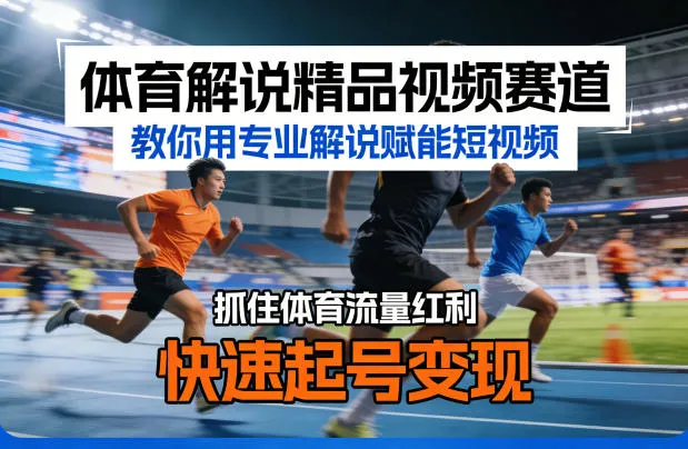 体育解说精品视频赛道，教你用专业解说赋能短视频，抓住体育流量红利，快速起号变现_摸鱼资源网