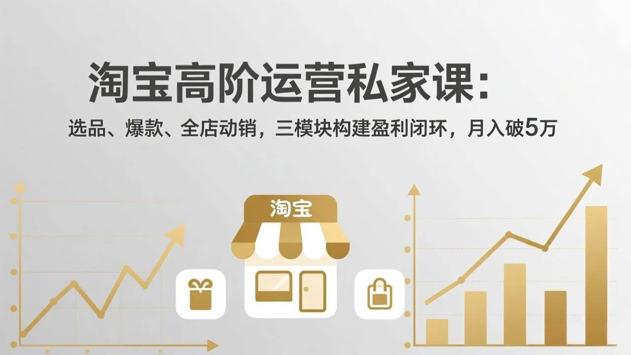 （17944期）淘宝高阶运营私家课（更新26年4月）：选品、爆款、全店动销，三模块构建盈利闭环，月入破5万_摸鱼资源网