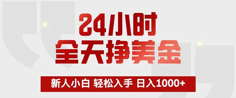 24小时全天挣美金，新人小白轻松入手，长期稳定，日入1000+_摸鱼资源网