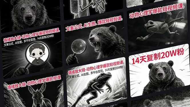 （17376期）情绪放大镜-动物心理学爆款短视频课，文案公式、AI生图、多平台变现，14天复制20W粉-摸鱼资源网