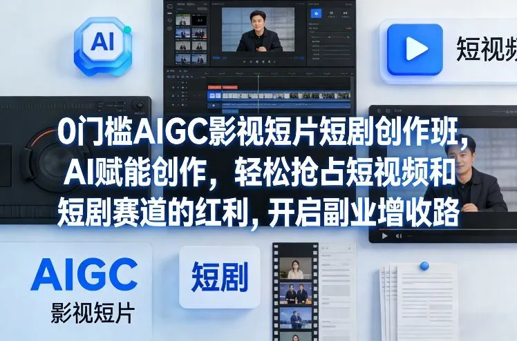 0门槛AIGC影视短片短剧创作班，AI赋能创作，轻松抢占短视频和短剧赛道的红利，开启副业增收路_摸鱼资源网