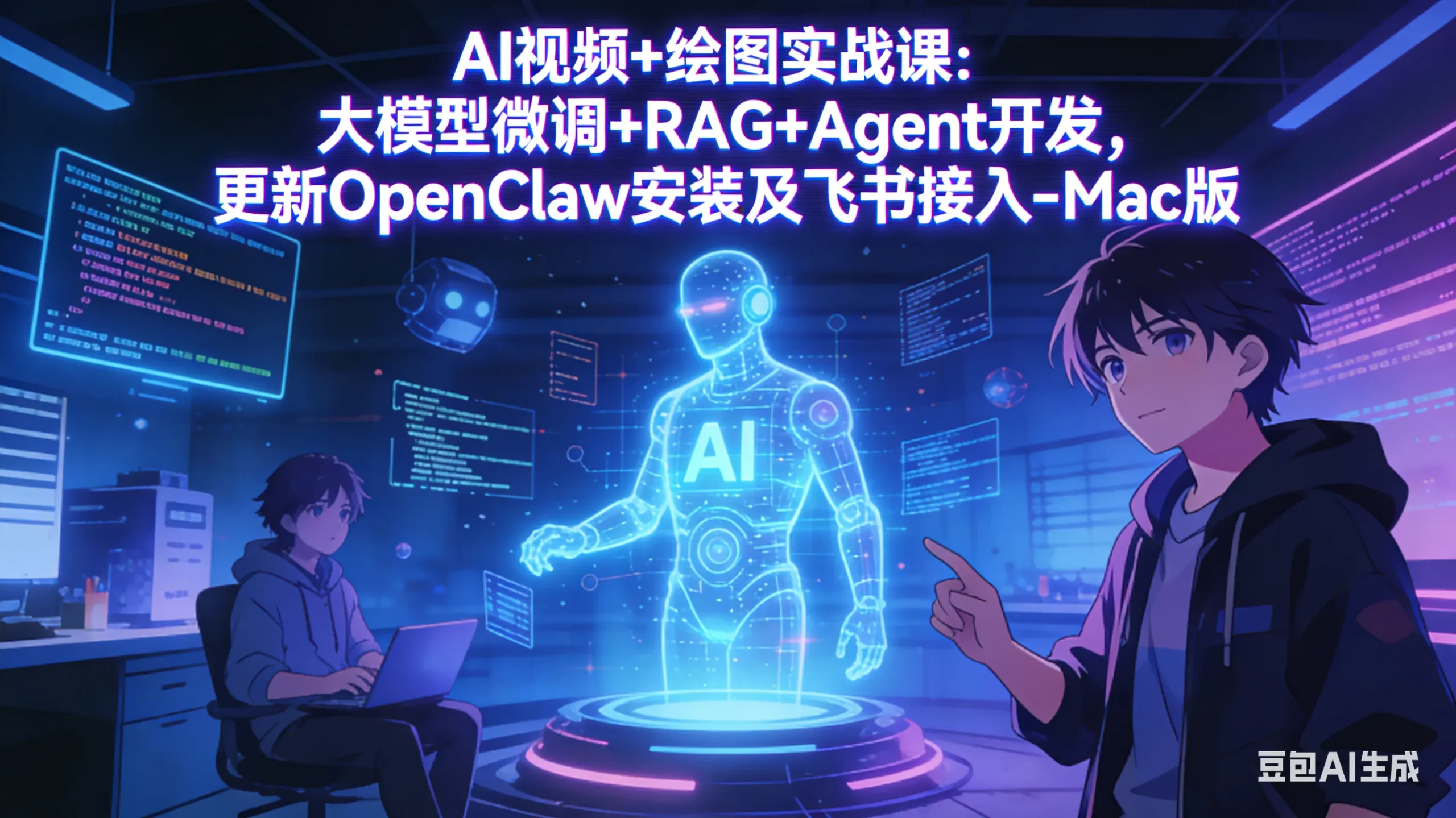 AI视频+绘图实战课：大模型微调+RAG+Agent开发，更新OpenClaw安装及飞书接入-Mac版_摸鱼资源网